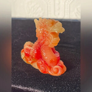 Fantasy Orange and Green Resin Chinese Dragon Figurine
